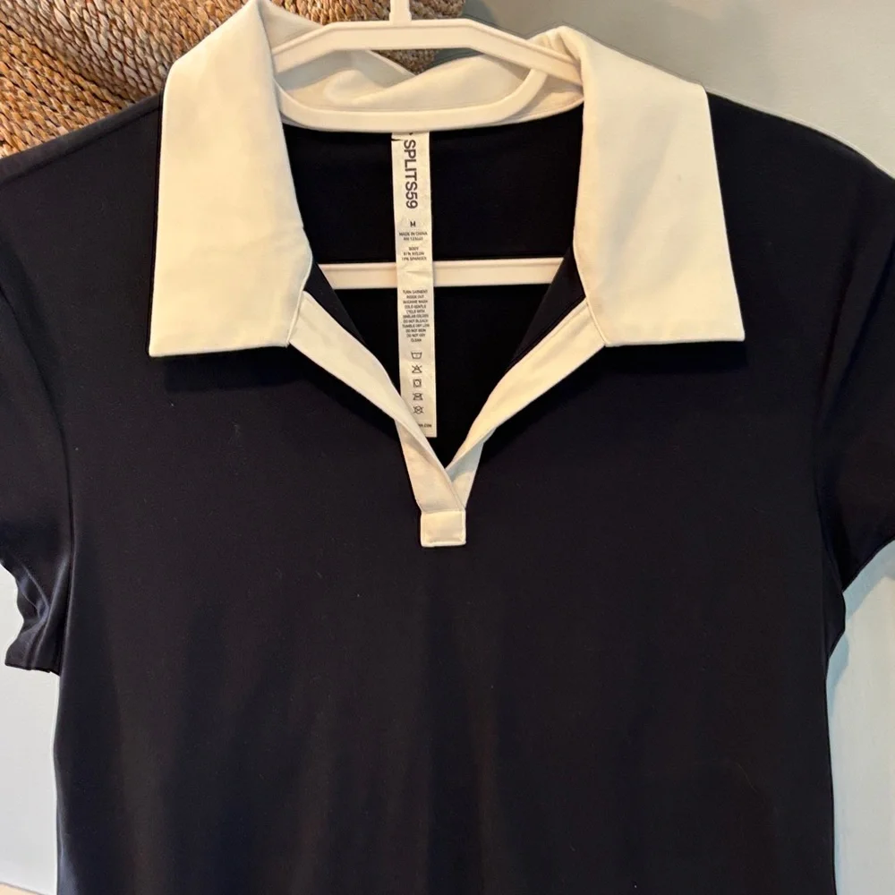 Splits59 Polo Airweight Dress in Indigo Dark Blue with White Contrast Collar - Picture 5 of 5